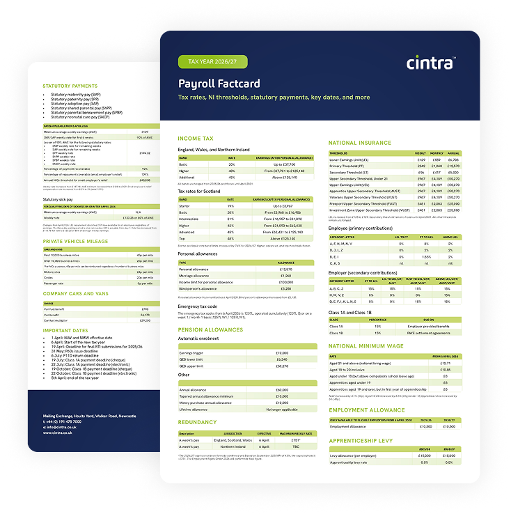 Payroll factcard 2026/27